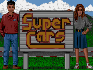 Super Cars title screen for Amiga